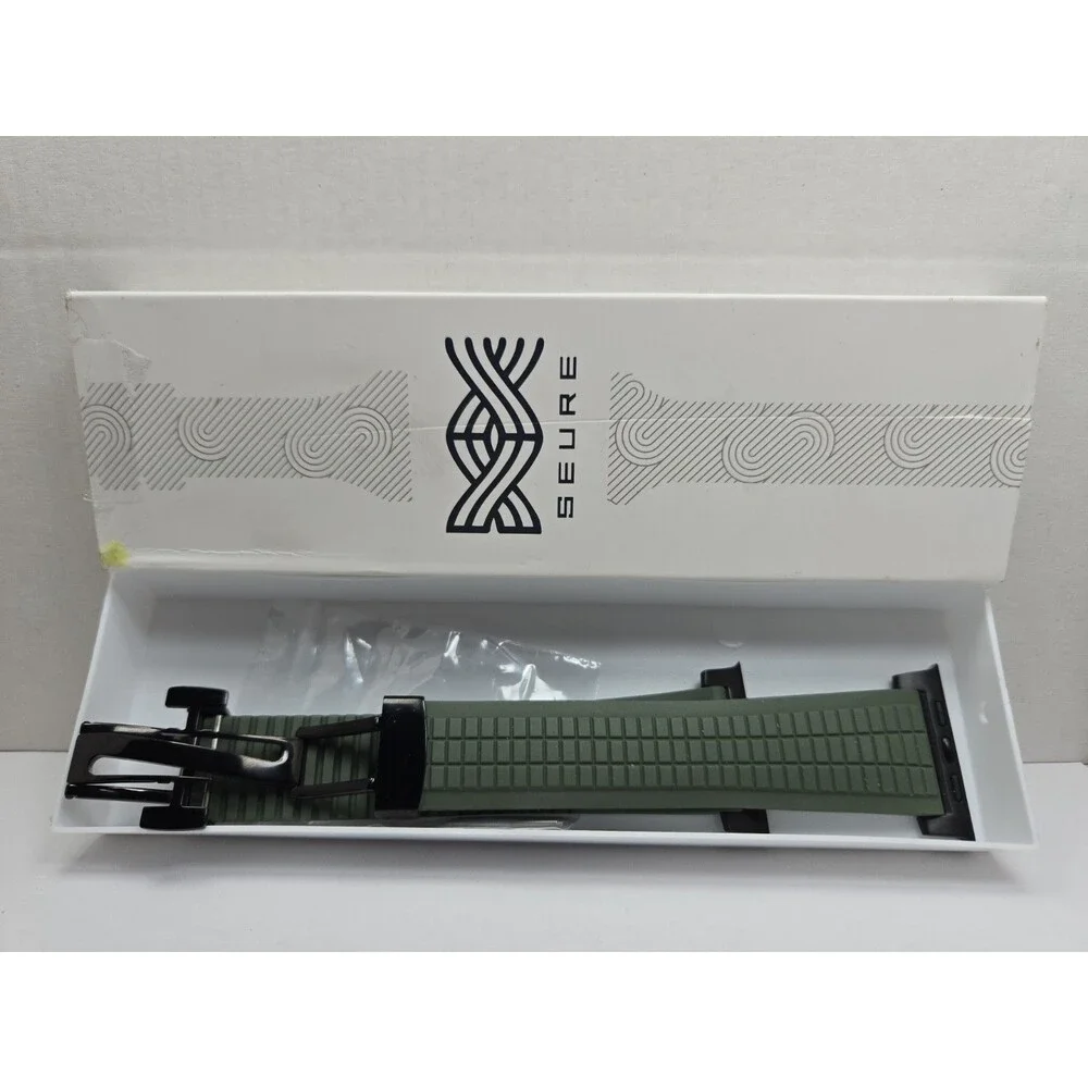 SEURE GR Modern Upgraded Apple Watch Band 49MM Green Black FKM fluoroelastomer